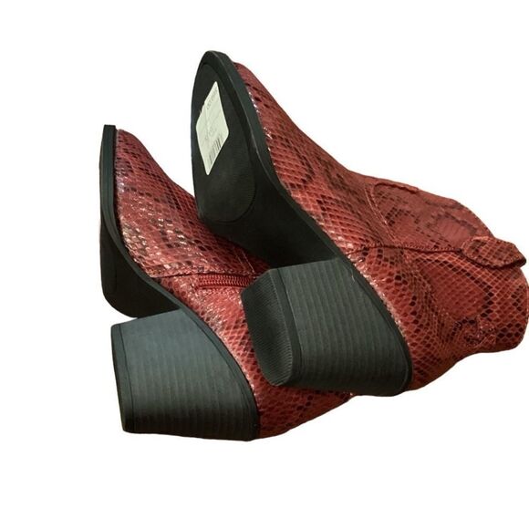 NWT SUGAR Crimson Red Snake Print Western Cowboy Bootie Zip Tula Sz 6 - Picture 8 of 12